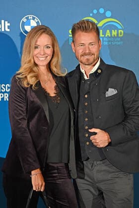 Sky presenter Gregor TEICHER with wife Stephanie Bavarian Sports Award 2021 in the BMW World, Red Carpet on 06 11 2021