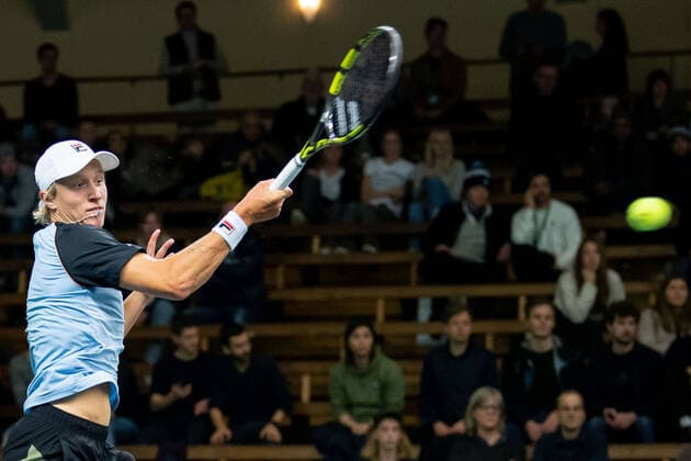 211107 Leo Borg of Sweden in Singles round one during the Stockholm Open tennis tournament on November 7, 2021 in Stockholm Photo Joel Marklund BILDBYRAN kod JM JM0214 bbeng tennis stockholm open,  Copyright: JOELxMARKLUND BB211107JM003