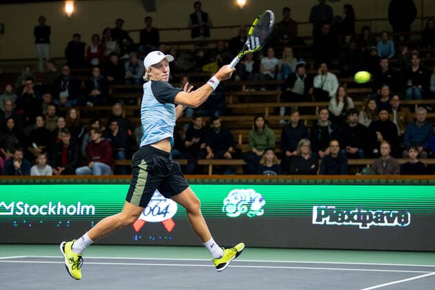 211107 Leo Borg of Sweden in Singles round one during the Stockholm Open tennis tournament on November 7, 2021 in Stockholm Photo Joel Marklund BILDBYRAN kod JM JM0214 bbeng tennis stockholm open,  Copyright: JOELxMARKLUND BB211107JM004