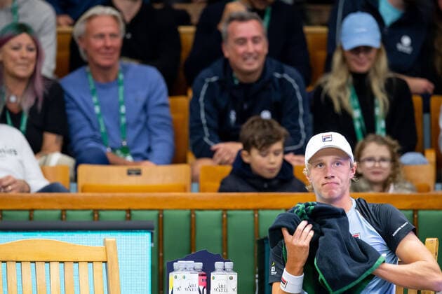 211107 Leo Borg of Sweden in Singles round one during the Stockholm Open tennis tournament on November 7, 2021 in Stockholm Photo Joel Marklund BILDBYRAN kod JM JM0214 bbeng tennis stockholm open,  Copyright: JOELxMARKLUND BB211107JM008