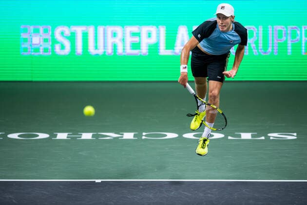 211107 Leo Borg of Sweden in Singles round one during the Stockholm Open tennis tournament on November 7, 2021 in Stockholm Photo Joel Marklund BILDBYRAN kod JM JM0214 bbeng tennis stockholm open,  Copyright: JOELxMARKLUND BB211107JM011