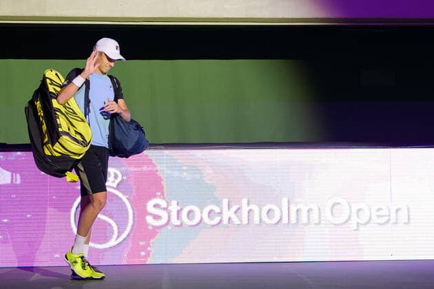 211107 Leo Borg of Sweden in Singles round one during the Stockholm Open tennis tournament on November 7, 2021 in Stockholm Photo Joel Marklund BILDBYRAN kod JM JM0214 bbeng tennis stockholm open Sverige,  Copyright: JOELxMARKLUND BB211107JM030