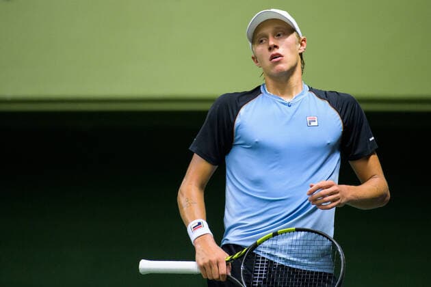 211107 Leo Borg of Sweden looks dejected in Singles round one during the Stockholm Open tennis tournament on November 7, 2021 in Stockholm Photo Joel Marklund BILDBYRAN kod JM JM0214 bbeng tennis stockholm open Sverige depp,  Copyright: JOELxMARKLUND BB211107JM036