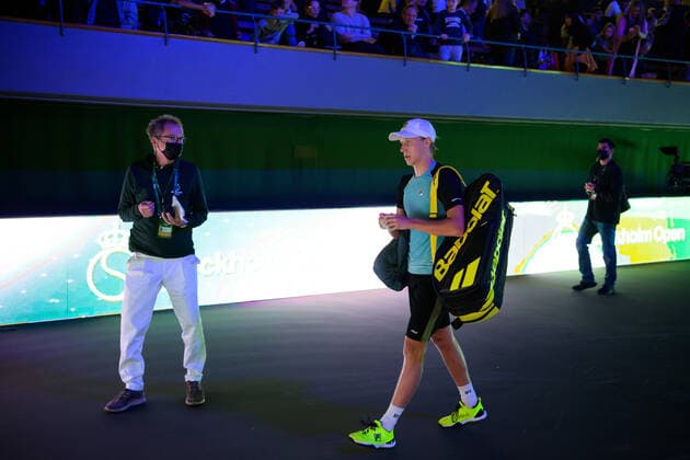 211107 Leo Borg of Sweden after competing in Singles round one during the Stockholm Open tennis tournament on November 7, 2021 in Stockholm Photo Joel Marklund BILDBYRAN kod JM JM0214 bbeng tennis stockholm open Sverige depp,  Copyright: JOELxMARKLUND BB211107JM037