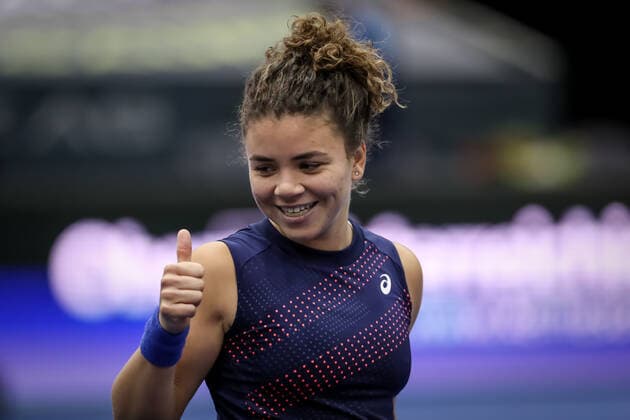 TENNIS - WTA, Tennis Damen Upper Austria Ladies Linz LINZ,AUSTRIA,07.NOV.21 - TENNIS - WTA Tour, Upper Austria Ladies Linz. Image shows the rejoicing of Jasmine Paolini (ITA).  GEPAxpictures xManfredxBinder