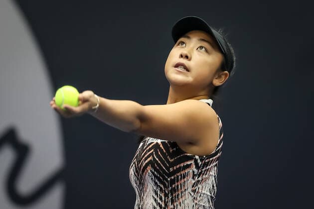 TENNIS - WTA, Tennis Damen Upper Austria Ladies Linz LINZ,AUSTRIA,07.NOV.21 - TENNIS - WTA Tour, Upper Austria Ladies Linz. Image shows Eri Hozumi (JPN).  GEPAxpictures xManfredxBinder