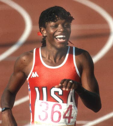 Olympische Spiele 1984 in Los Angeles. 200m 400m Gold: Valerie Brisco-Hooks (USA) 06.08.1984. *** Olympic Games 1984 in Los Angeles 200m 400m Gold Valerie Brisco Hooks USA 06 08 1984 HM