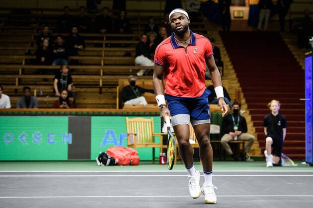 211108 Frances Tiafoe of USA competes in men s first round Singles match during Stockholm Open on November 8, 2021 in Stockholm Photo Erik Simander BILDBYRAN COP 201 EW0028 tennis stockholm open sverige bbeng,  Copyright: ERIKxSIMANDER BB211108ES027