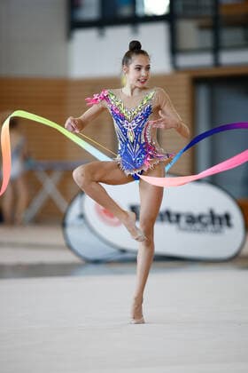 1 competition day of the German Gymnastics League RSG South 06 11 2021 Anna Maria Shatokhin TSV Schmiden 1902 e V during her exercise with tape 1 competition day of the German Gymnastics League RSG South on 06 11 2021 in the Wolfgang Steubing Hall in Frankfurt am Main Copyright: xBEAUTIFULxSPORTS U.xFassbenderx