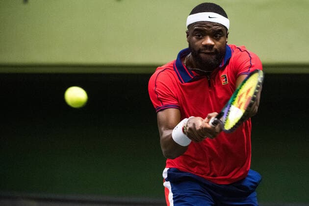 211108 Frances Tiafoe competes in men s first round Singles match during Stockholm Open on November 8, 2021 in Stockholm Photo Emma Wallskog BILDBYRAN COP 320 EW0028 tennis stockholm open sverige bbeng,  Copyright: EMMAxWALLSKOG BB211108BB333