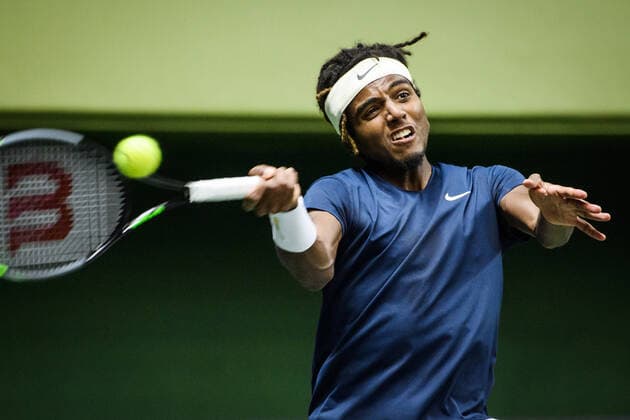 211108 Elias Ymer of Sweden competes in men s first round Singles match during Stockholm Open on November 8, 2021 in Stockholm Photo Erik Simander BILDBYRAN COP 201 EW0028 tennis stockholm open sverige bbeng,  Copyright: ERIKxSIMANDER BB211108ES035