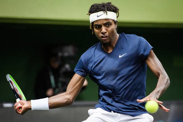 211108 Elias Ymer of Sweden competes in men s first round Singles match during Stockholm Open on November 8, 2021 in Stockholm Photo Erik Simander BILDBYRAN COP 201 EW0028 tennis stockholm open sverige bbeng,  Copyright: ERIKxSIMANDER BB211108ES036