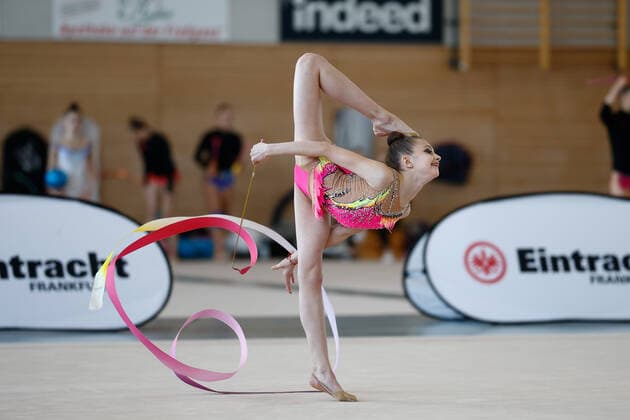 1 competition day of the German Gymnastics League RSG South 06 11 2021 Lada Pusch TSV Schmiden 1902 e V during her exercise with tape 1 competition day of the German Gymnastics League RSG South on 06 11 2021 in the Wolfgang Steubing Hall in Frankfurt am Main Copyright: xBEAUTIFULxSPORTS U.xFassbenderx