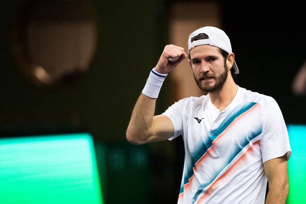 211108 Andrea Vavassori of Italy celebrates while competing in men s first round Singles match during Stockholm Open on November 8, 2021 in Stockholm Photo Emma Wallskog BILDBYRAN COP 320 EW0028 tennis stockholm open sverige bbeng jubel,  Copyright: EMMAxWALLSKOG BB211108BB362