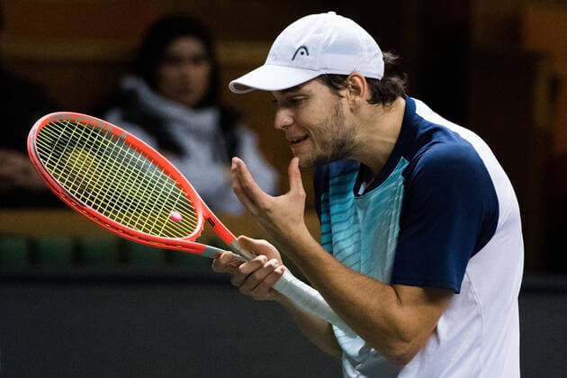 211108 Pavel Kotov of Russia looks dejected while competing in men s first round Singles match during Stockholm Open on November 8, 2021 in Stockholm Photo Emma Wallskog BILDBYRAN COP 320 EW0028 tennis stockholm open sverige bbeng,  Copyright: EMMAxWALLSKOG BB211108BB368