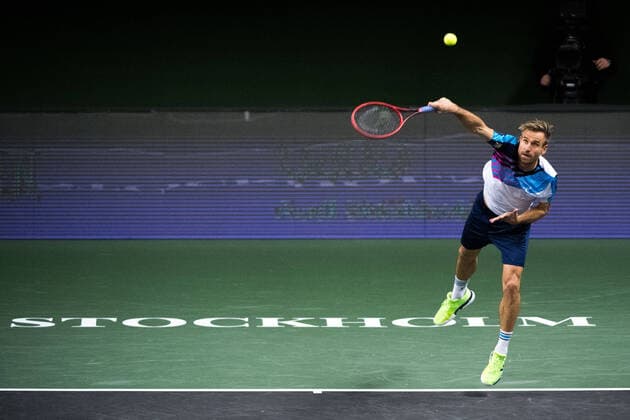 211108 Peter Gojowczyk of Germany competes in men s first round Singles match during Stockholm Open on November 8, 2021 in Stockholm Photo Emma Wallskog BILDBYRAN COP 320 EW0028 tennis stockholm open sverige bbeng,  Copyright: EMMAxWALLSKOG BB211108BB371