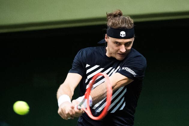 211108 Jozef Kovalik of Slovakia competes in men s first round Singles match during Stockholm Open on November 8, 2021 in Stockholm Photo Emma Wallskog BILDBYRAN COP 320 EW0028 tennis stockholm open sverige bbeng,  Copyright: EMMAxWALLSKOG BB211108BB374
