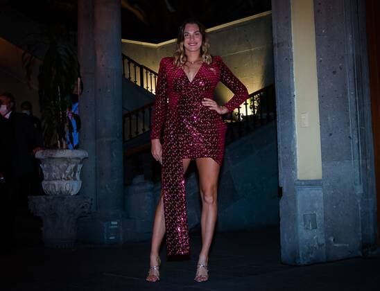 Mandatory Credit: Photo by Rob Prange Shutterstock (12594745as) Aryna Sabalenka of Belarus during the draw ceremony of the 2021 Akron WTA, Tennis Damen Finals Guadalajara WTA tennis tournament 2021 Akron WTA Finals Guadalajara Monday Draw - 08 Nov 2021 2021 Akron WTA Finals Guadalajara Monday Draw - 08 Nov 2021  Copyright: xRobxPrange Shutterstockx 12594745as