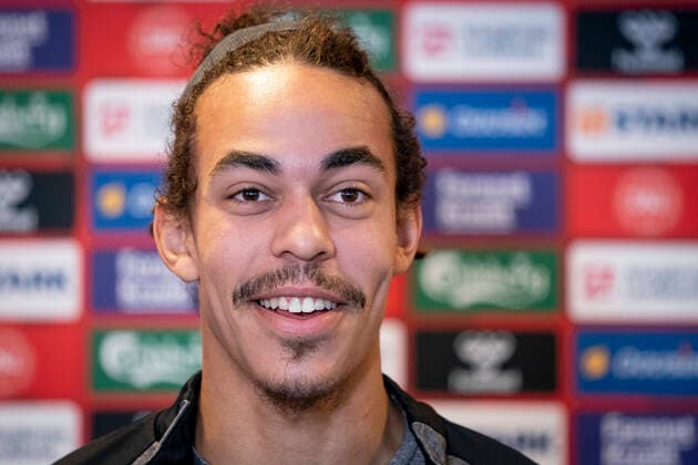 Sport Themen der Woche KW45 Sport Bilder des Tages Yussuf Poulsen under landsholdets pressemoede paa Marienlyst i Helsingoer, tirsdag den 9. november 2021.. , Copenhagen Denmark *** Yussuf Poulsen during the national teams press conference at Marienlyst in Helsingoer, Tuesday 9 November 2021, Copenhagen Denmark  Copyright: Ritzau Scanpix LiselottexSabroex COP102 spdk20211109-102902-L