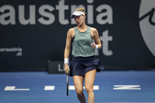 TENNIS - WTA, Tennis Damen Upper Austria Ladies Linz LINZ,AUSTRIA,09.NOV.21 - TENNIS - WTA Tour, Upper Austria Ladies Linz. Image shows the rejoicing of Alison Riske (USA).  GEPAxpictures xManfredxBinder