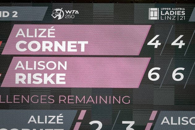TENNIS - WTA, Tennis Damen Upper Austria Ladies Linz LINZ,AUSTRIA,09.NOV.21 - TENNIS - WTA Tour, Upper Austria Ladies Linz. Image shows the scoreboard.  GEPAxpictures xManfredxBinder