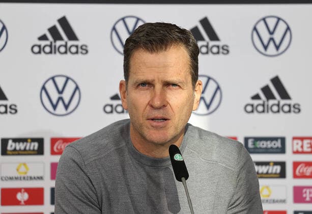 Oliver Bierhoff at the press conference DFL REGULATES PROHIBIT ANY USE OF PHOTOGRAPHS AS IMAGE SEQUENCES AND OR QUASI VIDEO
