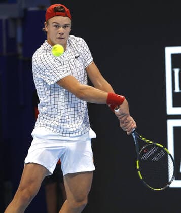 November 9, 2021, MILAN, ITALY: Holger Virtus Rune of Denmark returns the ball during the match against Carlos Alcaraz of Spain on the first day of the Next Gen ATP, Tennis Herren Finals in Milan, Italy, 09 November 2021. The Next Gen Atp Finals runs from 09 November through 13 November.ANSA MATTEO BAZZI MILAN ITALY - ZUMAa110 20211109_zaf_a110_015 Copyright: xMatteoxBazzix