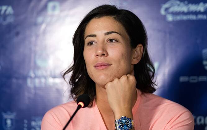 Mandatory Credit: Photo by Rob Prange Shutterstock (12595799c) Garbine Muguruza of Spain talks to the media during Media Day at the 2021 Akron WTA, Tennis Damen Finals Guadalajara WTA tennis tournament 2021 Akron WTA Finals Guadalajara Tuesday Media Day - 09 Nov 2021 2021 Akron WTA Finals Guadalajara Tuesday Media Day - 09 Nov 2021  Copyright: xRobxPrange Shutterstockx 12595799c