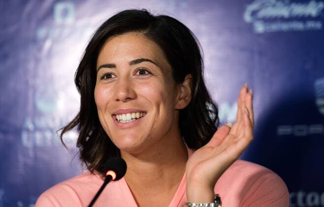 Mandatory Credit: Photo by Rob Prange Shutterstock (12595799f) Garbine Muguruza of Spain talks to the media during Media Day at the 2021 Akron WTA, Tennis Damen Finals Guadalajara WTA tennis tournament 2021 Akron WTA Finals Guadalajara Tuesday Media Day - 09 Nov 2021 2021 Akron WTA Finals Guadalajara Tuesday Media Day - 09 Nov 2021  Copyright: xRobxPrange Shutterstockx 12595799f