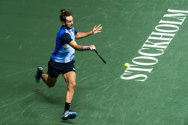 211109 Viktor Durasovic of Norway competes in men s first round Singles match during Stockholm Open on November 9, 2021 in Stockholm Photo Emma Wallskog BILDBYRAN COP 320 EW0029 tennis stockholm open day 3 bbeng norge norway,  Copyright: EMMAxWALLSKOG BB211109BB455