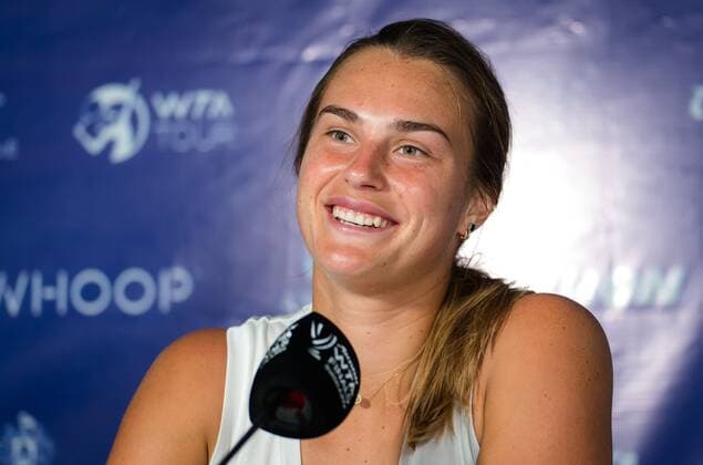 Mandatory Credit: Photo by Rob Prange Shutterstock (12595799bu) Aryna Sabalenka of Belarus talks to the media during Media Day at the 2021 Akron WTA, Tennis Damen Finals Guadalajara WTA tennis tournament 2021 Akron WTA Finals Guadalajara Tuesday Media Day - 09 Nov 2021 2021 Akron WTA Finals Guadalajara Tuesday Media Day - 09 Nov 2021  Copyright: xRobxPrange Shutterstockx 12595799bu