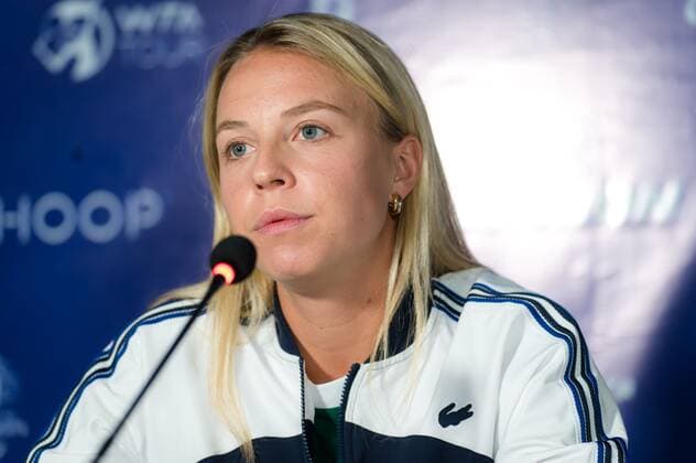 Mandatory Credit: Photo by Rob Prange Shutterstock (12595799ce) Anett Kontaveit of Estonia talks to the media during Media Day at the 2021 Akron WTA, Tennis Damen Finals Guadalajara WTA tennis tournament 2021 Akron WTA Finals Guadalajara Tuesday Media Day - 09 Nov 2021 2021 Akron WTA Finals Guadalajara Tuesday Media Day - 09 Nov 2021  Copyright: xRobxPrange Shutterstockx 12595799ce