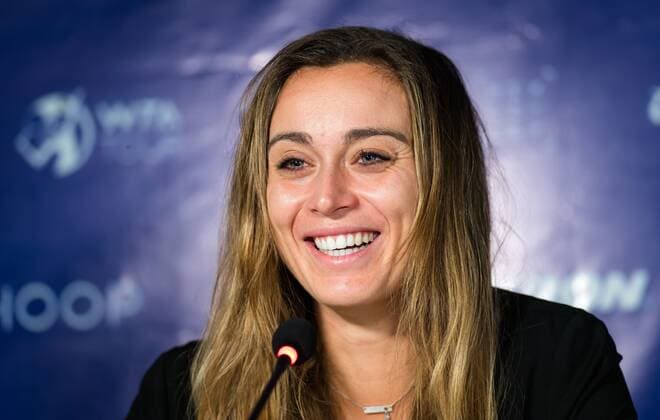 Mandatory Credit: Photo by Rob Prange Shutterstock (12595799ct) Paula Badosa of Spain talks to the media during Media Day at the 2021 Akron WTA, Tennis Damen Finals Guadalajara WTA tennis tournament 2021 Akron WTA Finals Guadalajara Tuesday Media Day - 09 Nov 2021 2021 Akron WTA Finals Guadalajara Tuesday Media Day - 09 Nov 2021  Copyright: xRobxPrange Shutterstockx 12595799ct