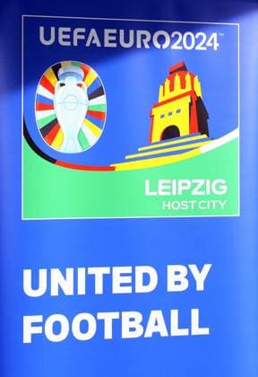 Euro 2024 Host City Leipzig Leipzig, 10 11 2021, Quarterback Immobilien Arena, European Football Championship 2024 , UEFA Euro 2024 Host City Leipzig, Presentation and press conference , In picture sign with logo , Picture Point