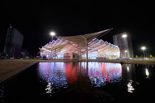 211110 Exterior view of Batumi Stadium after the Georgian national football team trainings training session on November 10, 2021 in Batumi Photo Joel Marklund BILDBYRAN kod JM JM0220 bbeng fotboll football soccer fotball vm kval fifa world cup qualifier träning practice training georgien georgia arena exteriör,  Copyright: JOELxMARKLUND BB211110JM020