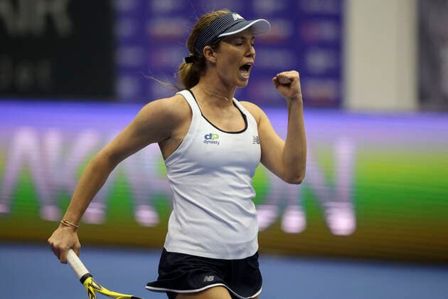 Danielle Collins makes a fist and cheers, jubilation, joy, emotion Tennis Ladies Linz 2021 WTA Tips Arena Linz Oberoesterreich Oesterreich 10 November 2021 Copyright: xJuergenxHasenkopfx