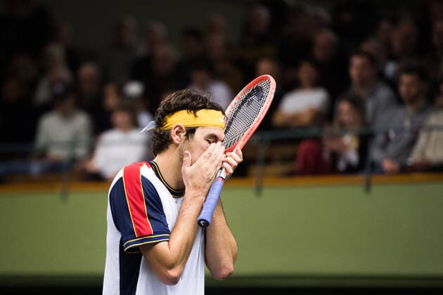 211110 Taylor Fritz of USA looks dejected while competing in men s second round Singles match during Stockholm Open on November 10, 2021 in Stockholm Photo Emma Wallskog BILDBYRAN COP 320 EW0031 tennis stockholm open day 4 bbeng depp,  Copyright: EMMAxWALLSKOG BB211110BB309