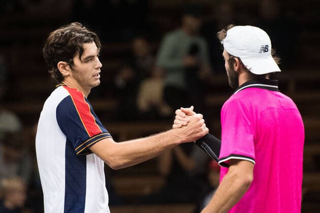 211110 Taylor Fritz of USA and Tommy Paul of USA after competing in men s second round Singles match during Stockholm Open on November 10, 2021 in Stockholm Photo Emma Wallskog BILDBYRAN COP 320 EW0031 tennis stockholm open day 4 bbeng,  Copyright: EMMAxWALLSKOG BB211110BB313