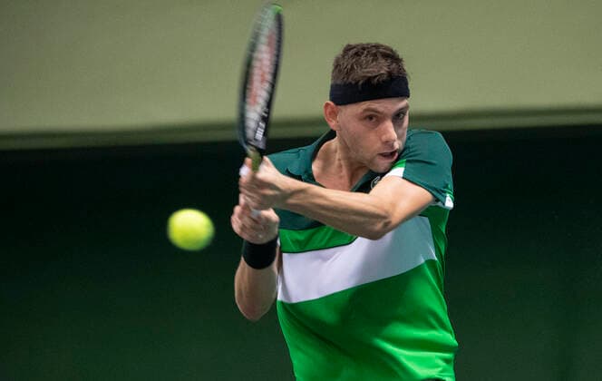 STOCKHOLM 20211110 Serbia s Filip Krajinovic in his game against Felix Auger Aliassime of Canadaduring the tennis tournament Stockholm Open on November 10, 2021 STOCKHOLM SWEDEN TENNIS x10080x,  Copyright: xFredrikxSandberg TTx STOCKHOLM OPEN 2021