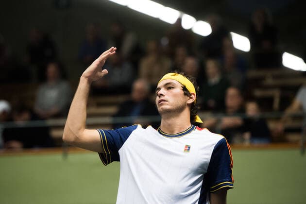 211110 Taylor Fritz of USA looks dejected while competing in men s second round Singles match during Stockholm Open on November 10, 2021 in Stockholm Photo Emma Wallskog BILDBYRAN COP 320 EW0031 tennis stockholm open day 4 bbeng depp,  Copyright: EMMAxWALLSKOG BB211110BB585