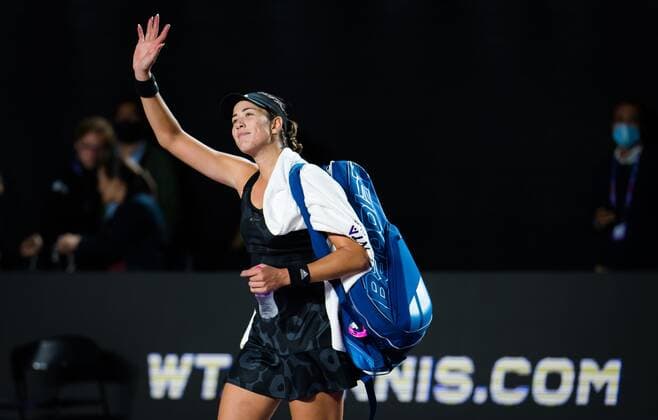 Mandatory Credit: Photo by Rob Prange Shutterstock (12596802dh) Garbine Muguruza of Spain in action during the first round-robin match at the 2021 Akron WTA, Tennis Damen Finals Guadalajara WTA tennis tournament Akron WTA Finals, Day 1, Tennis, Panamerican Tennis Center Guadalajara, Mexico - 10 Nov 2021 Akron WTA Finals, Day 1, Tennis, Panamerican Tennis Center Guadalajara, Mexico - 10 Nov 2021  Copyright: xRobxPrange Shutterstockx 12596802dh