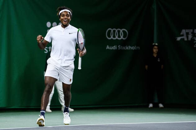 211111 Elias Ymer of Sweden clebrates after competing in men s quarter final s Doubles match during Stockholm Open on November 11, 2021 in Stockholm Photo Jesper Zerman BILDBYRAN COP 234 JZ0154 tennis stockholm open day 5 bbeng jubel,  Copyright: JESPERxZERMAN BB211111JZ014