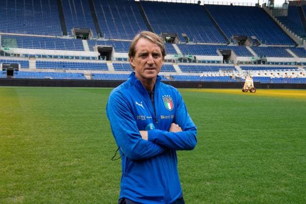 November 11, 2021, Rome, Italy: Italian national team, Nationalteam head coach Roberto Mancini on the field during the Tour of the Olympic Stadium inaugurated on the eve of the match between Italy and Switzerland, Rome, Italy, 11 November 2021. For the first time the stadium will be open to the public (from 15 November at a cost of 15 euro) with a bilingual course (Italian and English) to revive fans and sports fans the history of the stadium, of the Italian National Team and of AS Roma and SS Lazio. ANSA MAURIZIO BRAMBATTI Rome Italy - ZUMAa110 20211111_zaf_a110_015 Copyright: xMaurizioxBrambattixBtx