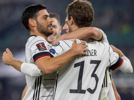 Thomas Mueller German national football team, 13 cheers after his goal¨¨Germany vs Liechtenstein, football, World Cup qualifying, Matchday 9 10, Group J, 11 11 2021, ¨¨ Germany Liechtenstein, football, World Cup qualifying,Group J, Matchday 9 10, 2021 2022, 11 11 2021 Wolfsburg. Copyright: xDennisxDuddek xEibnerxPressefotox EP_EER