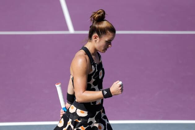 Maria Sakkari of Greece reacts against Iga Swiatek of Poland, during a match at the AKRON WTA, Tennis Damen Finals tournament, in Guadalajara, Mexico, 11 November 2021. AKRON WTA Finals of Guadalajara !ACHTUNG: NUR REDAKTIONELLE NUTZUNG!  Copyright: xFranciscoxGuascox AME6466 20211111-9ce494d3c3e3620016e3d9c15ead97f3e740383d