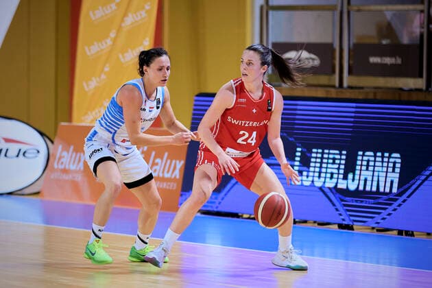 Evita HERMINJARD (24) of Switzerland BASKET BALL : Luxembourg vs Suisse - FIBA Qualication Euro 2023 - 11 11 2021 AnnDeeLamour Panoramic 