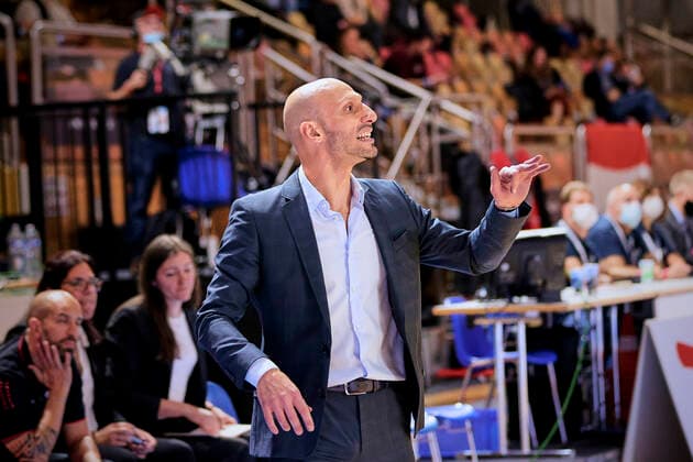 Domenico Vincenzo MARCARIO (C) of Switzerland BASKET BALL : Luxembourg vs Suisse - FIBA Qualication Euro 2023 - 11 11 2021 AnnDeeLamour Panoramic 