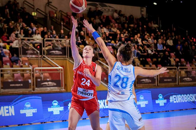 Evita HERMINJARD (24) of Switzerland BASKET BALL : Luxembourg vs Suisse - FIBA Qualication Euro 2023 - 11 11 2021 AnnDeeLamour Panoramic 