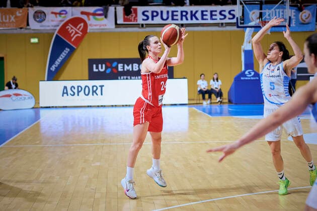 Evita HERMINJARD (24) of Switzerland BASKET BALL : Luxembourg vs Suisse - FIBA Qualication Euro 2023 - 11 11 2021 AnnDeeLamour Panoramic 