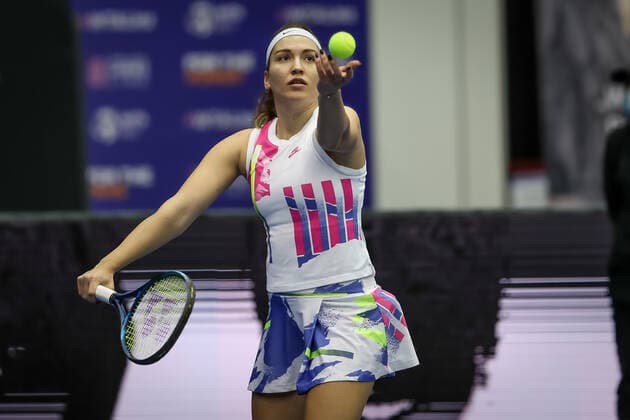TENNIS - WTA, Tennis Damen Upper Austria Ladies Linz LINZ,AUSTRIA,12.NOV.21 - TENNIS - WTA Tour, Upper Austria Ladies Linz. Image shows Natela Dzalamidze (RUS).  GEPAxpictures xManfredxBinder